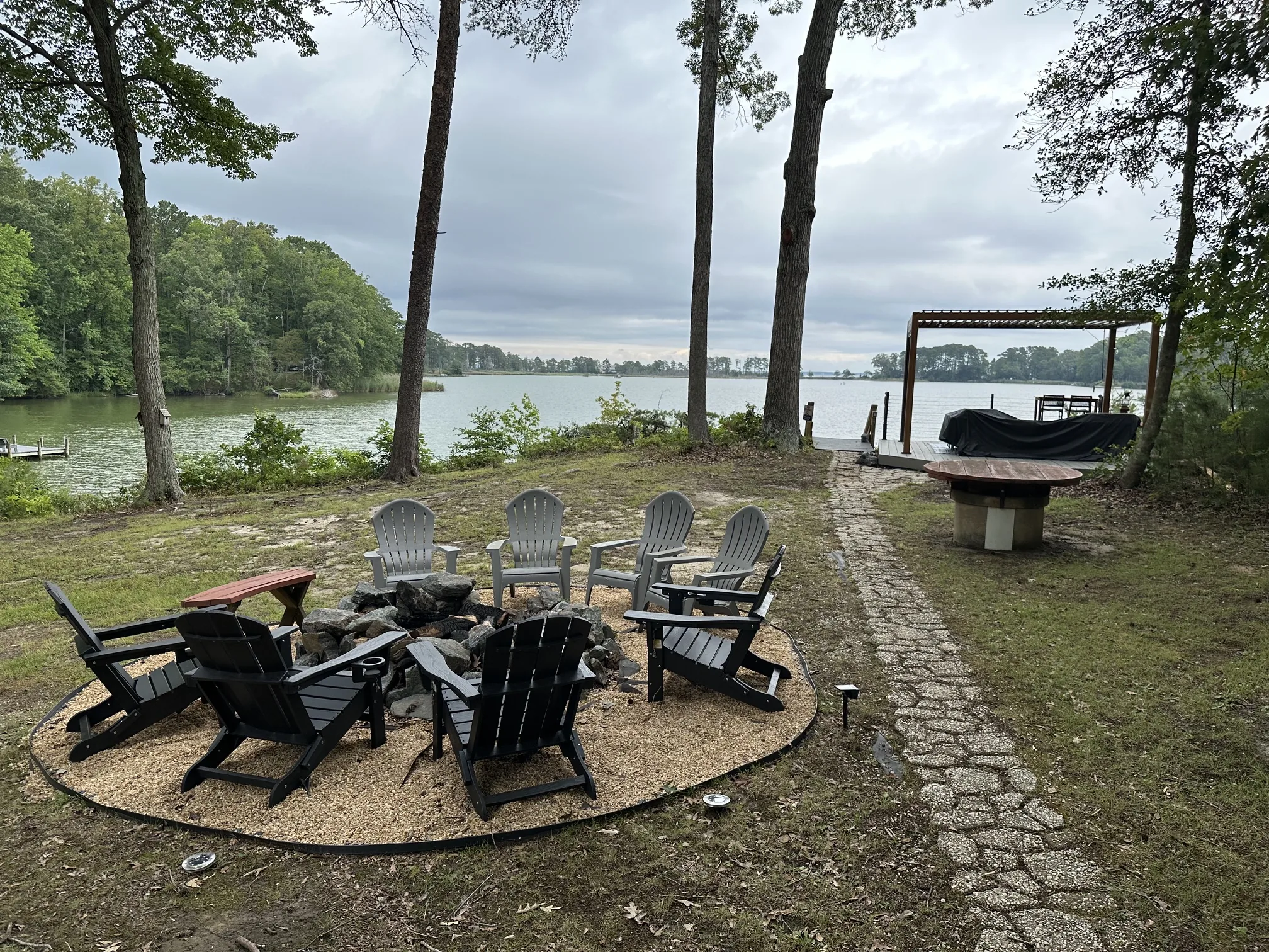 Fire pit overlooking the water