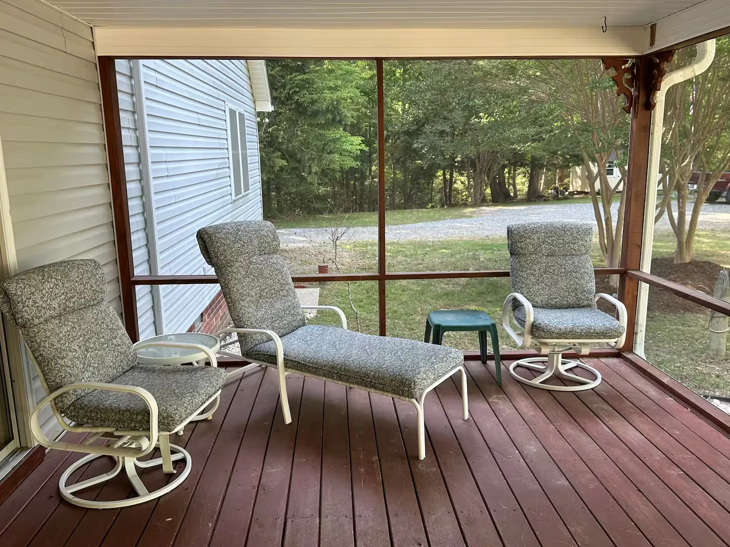 Screened porch with water view